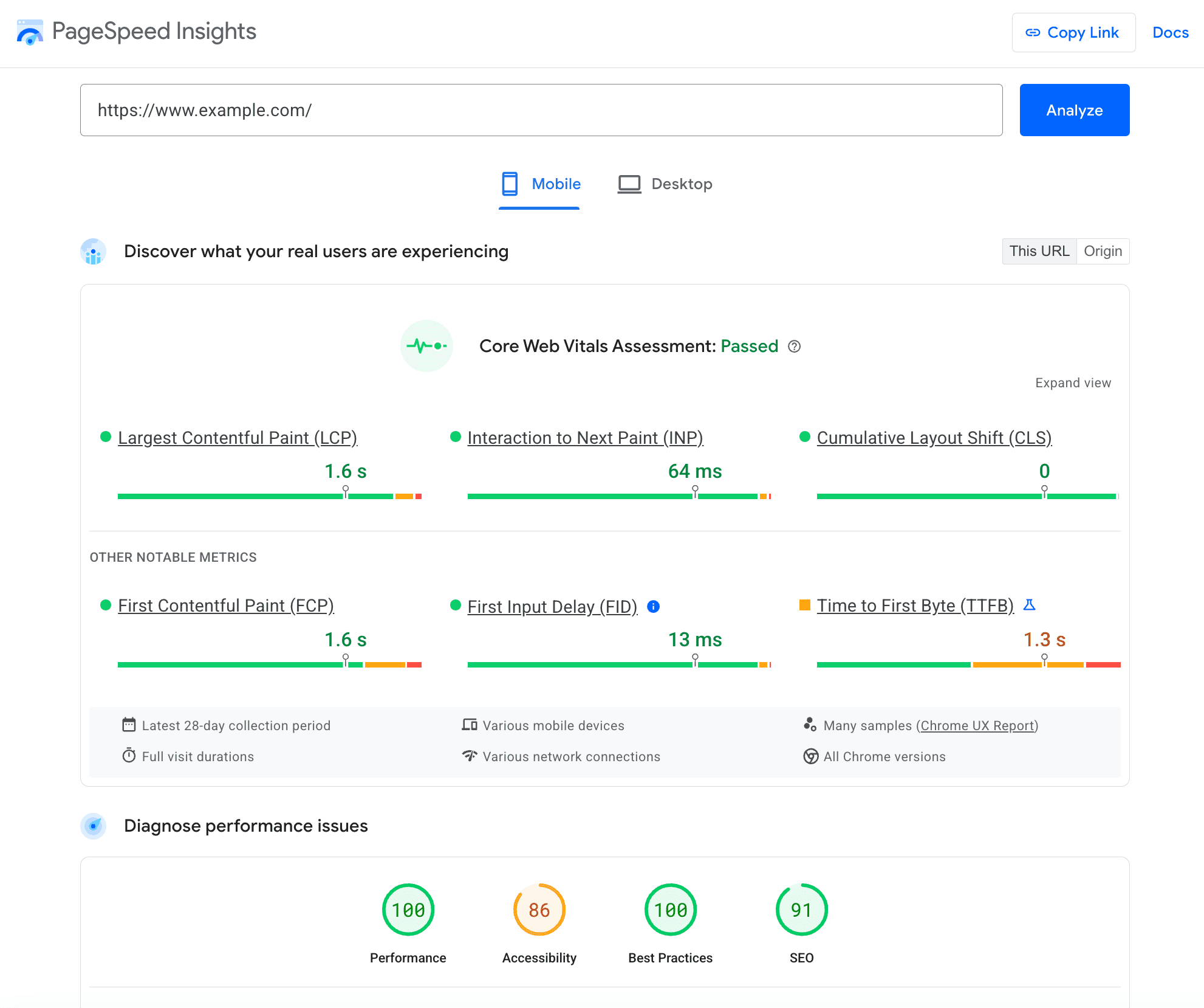 PageSpeed Insights ile Shopify Core Web Vitals (LCP, INP, CLS) ölçümü